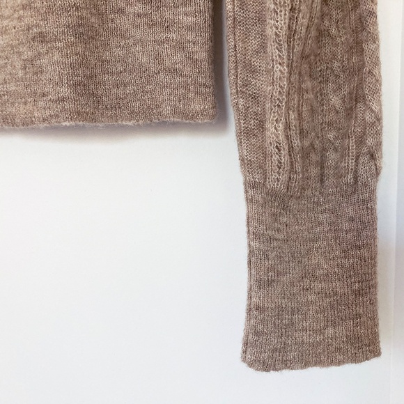 Doen x Reformation Dolly Puff Sleeve Heathered Tan Sweater - Size M - Picture 4 of 5